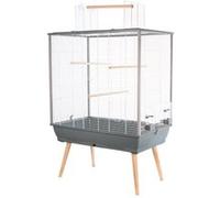 Zolux – Cage surélevée Néo Jili pour oiseaux – L 78 x P 47,5 x H 112 cm – Gris