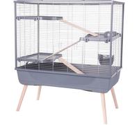 ZOLUX Cage grillagée lapin et rongeur sur pieds 3 étages- 99 x 54 x 114 cm - Néolife - Gris