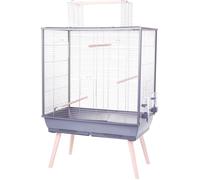ZOLUX Cage grillagée surélevée pour oiseau Néolife - Pour perruche, calopsitte, canari - 81 x 48 x 130 cm - Néolife - Gris