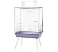 ZOLUX Cage grillagée surélevée pour oiseau Néolife - Pour perruche, calopsitte, canari - 81 x 48 x 152 cm - Néolife - Gris