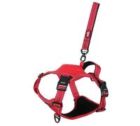 Zolux Harnais Easy Ride avec Laisse Intégrée 1,30 m avec Enrouleur -Taille M - Rouge - Chien 16-33 kg - Bandes Réfléchissantes - Système Stop - Boucles Rapides - Réglable -Tissu Confort Respirant