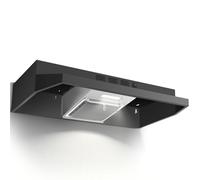 Zomagas Hotte de cuisine de 61 cm sous placard, noire 280 CFM, hotte d'aération avec conduit et contrôle à bouton à bascule, hotte de cuisinière avec ventilateur à 2 vitesses, lumière LED brillante