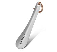 ZOMAKE Chausse-Pied Court 18.5 cm, Petit Chausse-Pied Métal avec Cordon | Acier Inoxydable 2 mm, Robuste et Solide, Compact et Pratique, Tient dans une Poche, Enfants, Chaussures de Football, Voyage