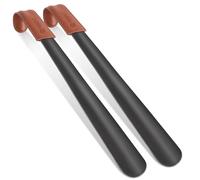 ZOMAKE Chausse Pied Long Metal 42cm, Grand Chausse-pied en Acier Inoxydable Shoe Horn Avec Étui en Cuir,Chaussé Pied Facile à Utiliser(2 Pièces Noir)