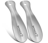 ZOMAKE Chausse Pied Metal 2Pcs,Petit Chausse pieds Court Métal 19cm Chausse-Pied en Acier Inoxydable avec Crochet Facile à Utiliser pour Convient à Toutes Les Tailles de Pieds(2 Pièces Argent)