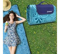 ZOMAKE Couverture Pique Nique Impermeable 200x200,Nappe Exterieur Plaid Pique-Nique Tapis Picnic Lavable pour Camping,Parc,Cour - XXL Picnic Blanket Pliable avec Poignée(Paon Bleu)