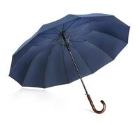 ZOMAKE Grand Parapluie 12 Côtes,Parapluies Canne Manche Bois en Forme de Vague,120 cm Ombrelle Solide Anti Vent Pour 2 Personnes,XXL Umbrella Golf Grande Taille Automatique Homme Femme(Bleu Marine C)