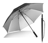 ZOMAKE Grand Parapluie De Golf 68 Pouces,Uv Parapluie De Golf à Double CanopéE VentiléE,Parapluie Golf RéSistant Au Vent à Ouverture Automatique Pour Hommes Femmes(Argent Noir)