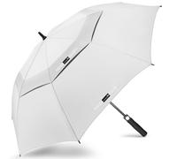ZOMAKE Grand Parapluie de Golf XL Parapluies de Golf Grande Taille 2-3 Personnes Anti Tempete Extra Large Automatique Umbrella Golf Double Canopée De Homme Femme(Blanc)