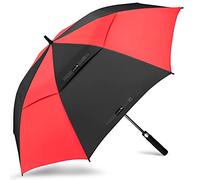 ZOMAKE Grand Parapluie de Golf XL - Parapluies de Golf Grande Taille 2-3 Personnes Anti Tempete - Extra Large Automatique Umbrella Golf Double Canopée De Homme Femme(Noir/Rouge)