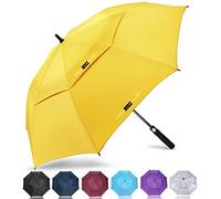 ZOMAKE Grand Parapluie de Golf XL - Parapluies de Golf Grande Taille 2-3 Personnes Anti Tempete - Extra Large Automatique Umbrella Golf Double Canopée De Homme Femme(Jaune)