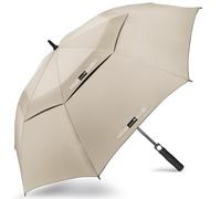 ZOMAKE Grand Parapluie de Golf XL Parapluies de Golf Grande Taille 2-3 Personnes Anti Tempete Extra Large Automatique Umbrella Golf Double Canopée De Homme Femme(Abricot)