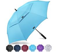 ZOMAKE Grand Parapluie de Golf XXL - Parapluies de Golf Grande Taille 2-3 Personnes Anti Tempete - Extra Large Automatique Umbrella Golf Double Canopée De Homme Femme(Bleu Clair)