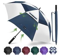ZOMAKE Grand Parapluie Golf Homme Femme,100CM Parapluie Solide Résistant,Parapluie anti Tempete et Résistant pour 2 à 3 Personne(Blanc/Bleu)