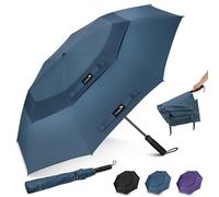 ZOMAKE Large Compact Parapluie de Golf 62 Pouces,Parapluie RéSistant au Vent Parapluie Pliant Portable pour le Voyage à Double CanopéE VentiléE pour Hommes Femmes(Bleu Saphir-Pliage Double)