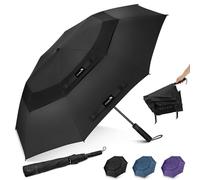 ZOMAKE Large Compact Parapluie de Golf 62 Pouces,Parapluie RéSistant au Vent Parapluie Pliant Portable pour le Voyage à Double CanopéE VentiléE pour Hommes Femmes(Noir-Pliage Double)