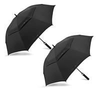 ZOMAKE Lot de 2 grands parapluies de golf de 137 cm - Double auvent ventilé pour la pluie, coupe-vent, ouverture automatique, parapluie noir surdimensionné pour homme et femme