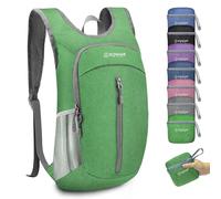 ZOMAKE Mini Sac à Dos Pliable 10 L Petit pour Randonnée Voyage Marche,Ultra Léger Sac a Dos pour Femme Homme Enfant(Vert Foncé)
