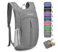 ZOMAKE Mini Sac à Dos Pliable 10 L Petit pour Randonnée Voyage Marche,Ultra Léger Sac a Dos pour Femme Homme Enfant(Gris)