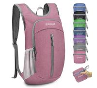 ZOMAKE Mini Sac à Dos Pliable 10L Petit pour Randonnée Voyage Marche,Ultra Léger Sac a Dos pour Femme Homme Enfant(Rose)