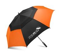 ZOMAKE Parapluie de Golf 62 inch,XL Parapluie Golf Grande Taille Tempete Résistant,Extra Large Vent Umbrella Golf Double Canopée pour Homme Femme(Noir&Orange)