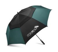 ZOMAKE Parapluie De Golf 62 inch - XL Parapluie Golf Grande Taille Tempete Résistant,Extra Large Vent Umbrella Golf Double Canopée pour Homme Femme(Noir&Vert Foncé)