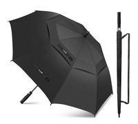 ZOMAKE Parapluie Golf 62inch,XL Parapluies De Golf Grande Double Canopée Anti Vent,Extra Large Automatique Ombrelle Golf De Homme Femme(Noir)