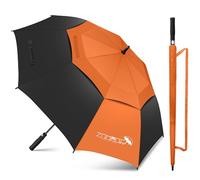 ZOMAKE Parapluie Golf 68inch,XXL Parapluies De Golf Grande Double Canopée Anti Vent,Extra Large Automatique Ombrelle Golf De Homme Femme(Noir&Orange)