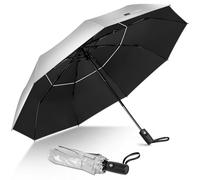 ZOMAKE Parapluie Pliant Anti UV, Petit Parapluies TempêTe Automatique Avec Double Canopée Ventilée,Ombrelle Compact Solide Pour Hommes Femmes(Argent Noir 1)