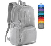 ZOMAKE Sac à dos de randonnée pliable et léger de 35 l, résistant à l'eau pour la randonnée, Gris argenté, S