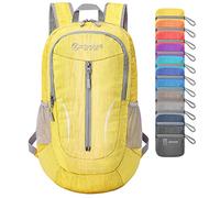ZOMAKE Sac à dos pliable léger de 25 L - Petit sac à dos pliable résistant à l'eau, sac à dos de randonnée pour voyage, marche, camping, jaune