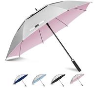 ZOMAKE UV Parapluie de Golf 50 Pouces - M Grand Parapluie Soleil UPF 50+ UV,Double Canopée Ombrelle Solide anti Tempete,Automatique Grande Parapluie pour Femme Homme(Argent Rose)