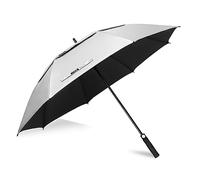 ZOMAKE UV Parapluie de Golf 68 Pouces - XXL Grand Parapluie Soleil UPF 50+ UV,Double Canopée Ombrelle Solide anti Tempete,Automatique Grande Parapluie pour Femme Homme(Argent Noir)