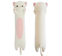 ZOMAXTOY Peluche Chat, Long Oreiller Peluche Chat Doux, Jouet Peluche Chaton Mignon Oreiller Câlin Animaux Empaillés pour Enfants Garçons Filles(Beige, Round Eyes, 110cm/43.31inch)
