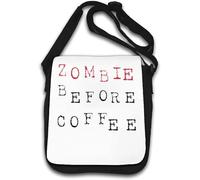 Zombie Before Coffee Sac à bandoulière avec logo de police Rouge/noir