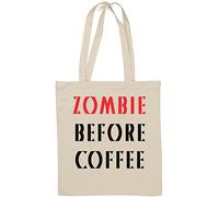 Zombie Before Coffee Sac fourre-tout en coton naturel Blanc