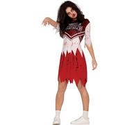 Zombie Cheerleader Halloween Tenue de sport Costume sanglant Horreur Fête effrayante, Taille : 38 - 40 (M) Couleur : Rouge