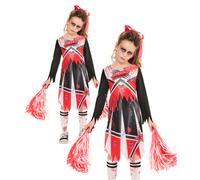 Zombie Cheerleader Pom Girl Enfants Déguisement Halloween + Pompons