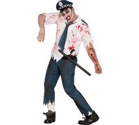 Zombie Gardien Morts-Vivants Horreur Tenue Carnaval Costume Halloween Apocalypse Fantômes Chasseurs Terreur Zombie Police Crépuscule Police Fissures Sang, Taille : 52 - 54 (L) Couleur : Blanc