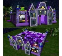 Zombie gonflable amusant Maison hantée Laser Tag Labyrinthe Horrible Gonflable Fantôme Puzzle Labyrinthe Jeu (7,9 x 7,9 m avec souffleur)