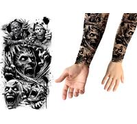 Zombie Halloween Illusion temporaire Tatouages Terreur Peau Art Apocalypse Design Motifs effrayants Horreur Optique Mascarade Night Event, couleur : noir