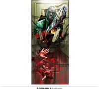 Zombie Halloween Poster Porte Décoration effrayante Effet d'horreur Atmosphère sinistre Habillage de porte Design réaliste Détails effrayants, couleur : gris