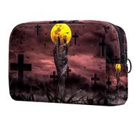 Zombie Hand Out of Hell Trousse de maquillage pour femme, trousse de toilette de voyage, grande pochette de maquillage pratique avec fermeture éclair, multicolore, 18.5x7.5x13cm/7.3x3x5.1in, Trousse