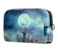 Zombie Hand Rise from Grave Trousse à cosmétiques pour femme, trousse de toilette de voyage, grande pochette de maquillage pratique avec fermeture éclair, multicolore, 18.5x7.5x13cm/7.3x3x5.1in,