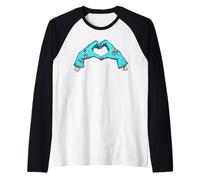 Zombie Hand Shape a Heart, Halloween Zombie Valentine's Love Manche Raglan