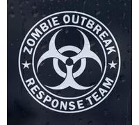 Zombie Outbreak Response Team Autocollant pour voiture, 15 cm x 15 cm, blanc