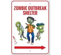 Zombie Outbreak Shelter This Way Directional Arrow Sign Welcome Metal