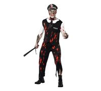 Smiffy's Costume Policier Zombie – haut, cravate, pièce en latex, pantalon et chapeau (Halloween)