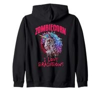 Zombie Unicorn I Love Brainbows Punk Rock Gothique Drôle Sweat à Capuche