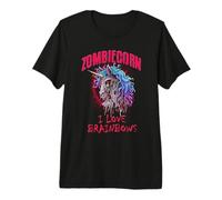Zombie Unicorn I Love Brainbows Punk Rock Gothique Drôle T-Shirt Haut de Gamme